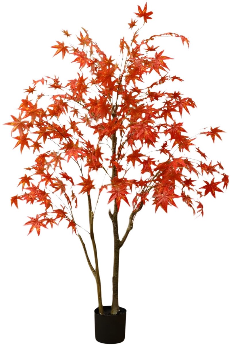 Kunst Esdoorn Boom - 150 cm Herfstboom met Rode Bladeren in Pot, Realistisch design - 180 cm