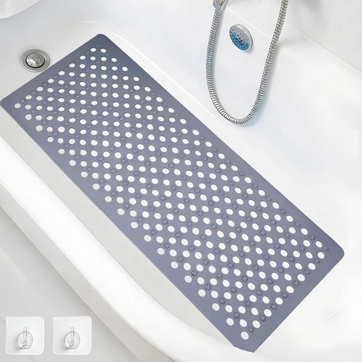 Antislip Badmat - Douchemat Vloermat - Veilig Douchen - Extra Groot Forma - 100 x 40 cm - Grijs