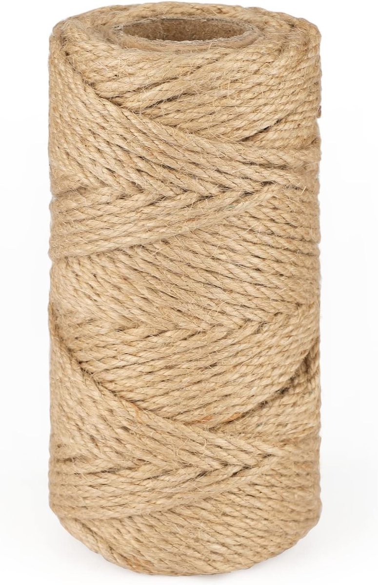 5mm Jute Touw, 50m Dikke Bruine Jute Touw voor Tuinieren, DIY Projecten en Cadeauverpakkingen
