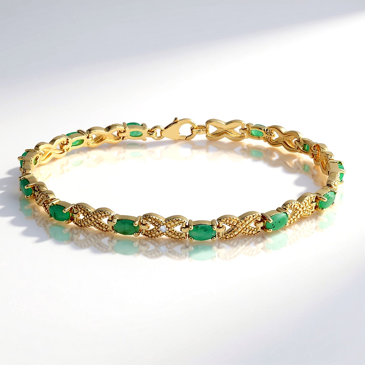 Braziliaanse smaragd, vergulde zilveren armband