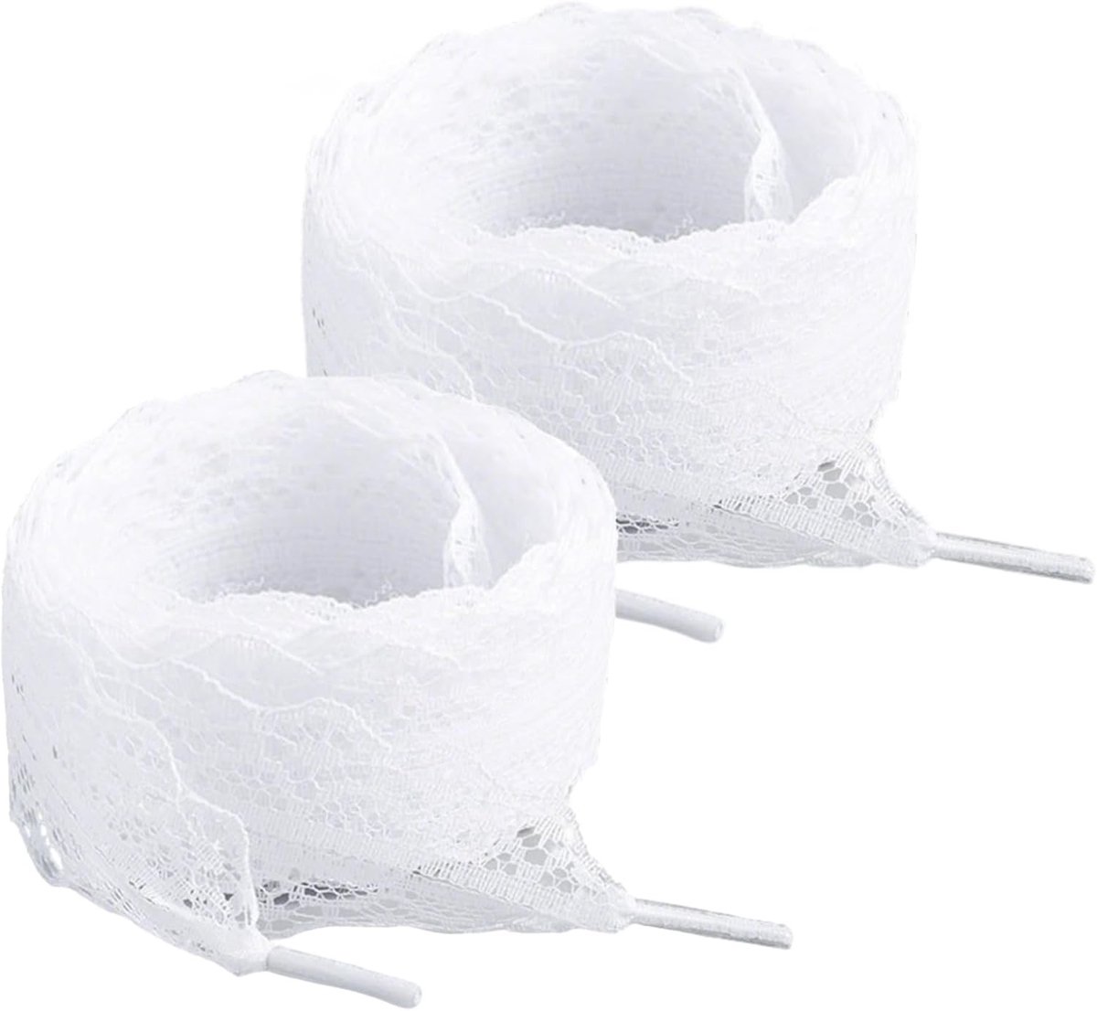 Veters met Kant - Bloemen Veters - Schoenen Versieren - Platte Stijl - 3 cm Breed - Wit