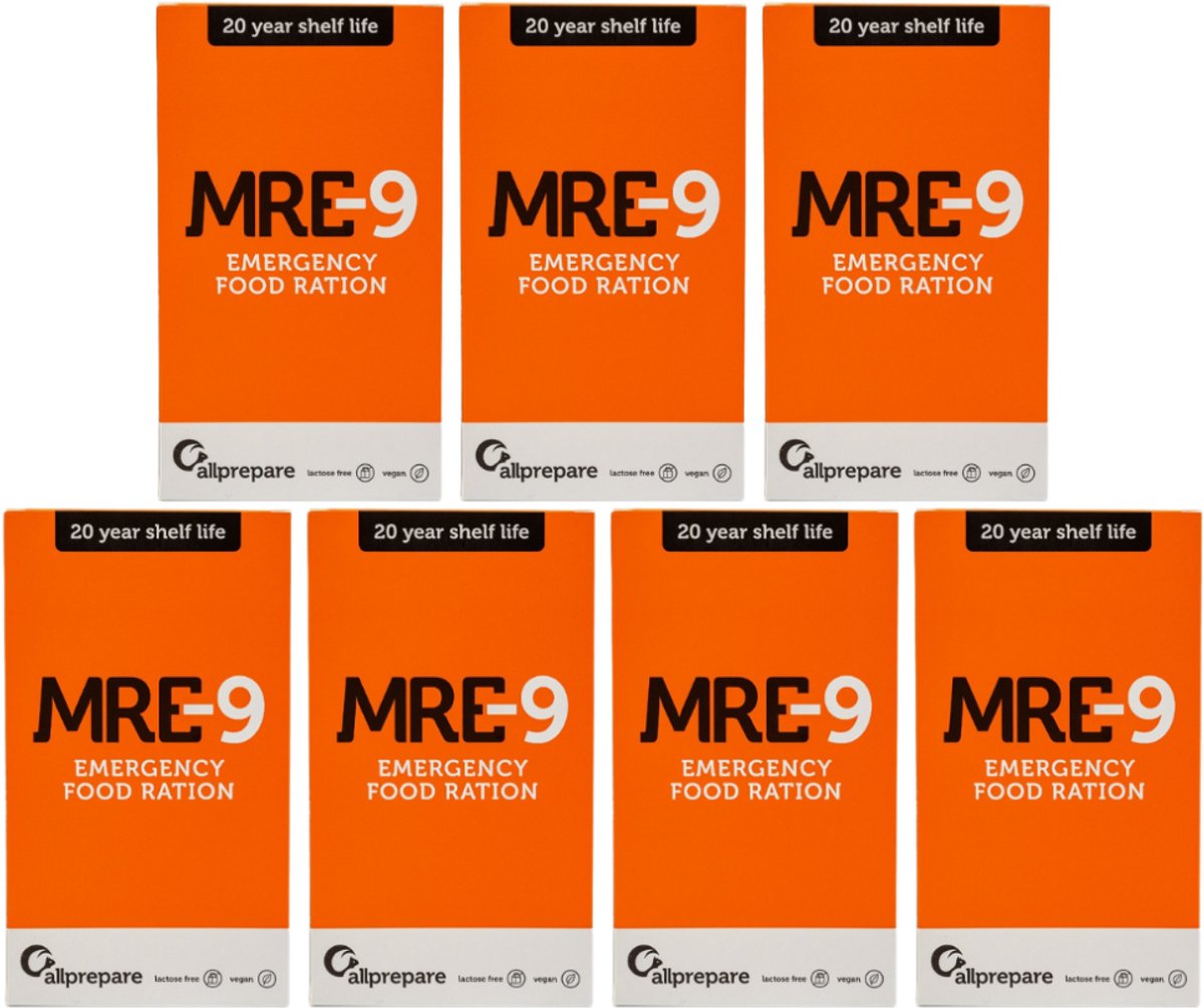 MRE-9 Noodrantsoen - 7 dagen - 20 Jaar Houdbaar - Extra Vitaminen - Lactose vrij - Noodvoedsel