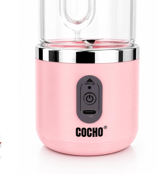 COCHO® Blender To Go - Smoothie Maker - Roze - Oplaadbare Mini Blender - Smoothies & Shakes - Draadloos & Draagbaar - Fruit Mixer - USB Oplaadbaar - 400ML van COCHO® — afbeelding 2