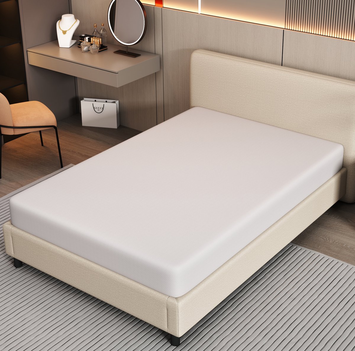 DESMIU Matras 90x200 cm – Ergonomisch Schuimmatras Met H3 Ligcomfort – Ademend En Duurzaam – Afneembare Polyester Hoes – Wit