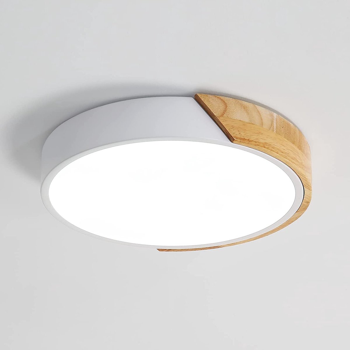 Riserva LED Plafondlamp Rond 24W Wit Hout Modern Design 2700lm 6500K voor Woonkamer Slaapkamer Keuken