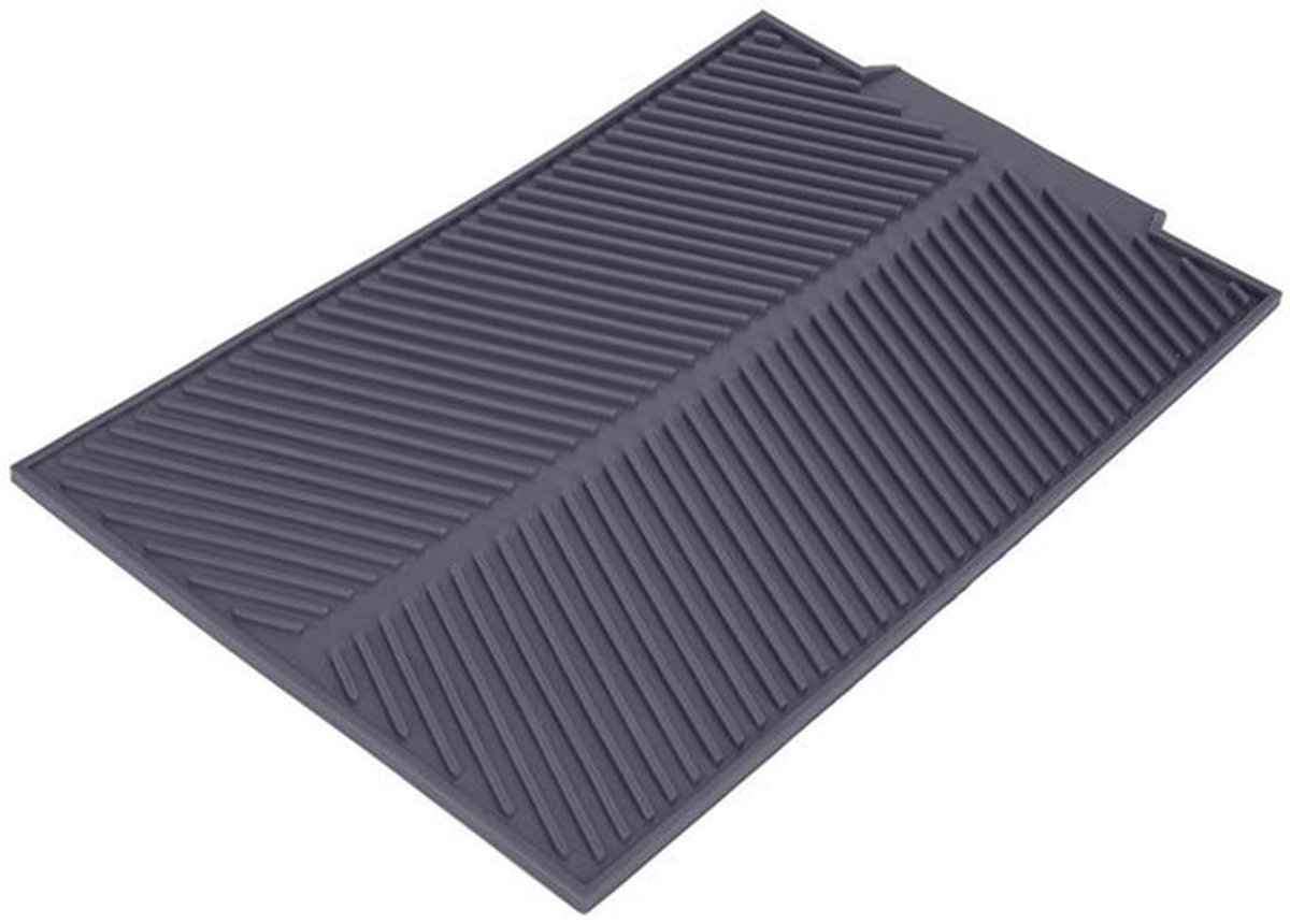Siliconen afdruipmat, antislip afwasmat, flexibele gootsteenmat voor het afdruipen van water, 44 * 33 cm (grijs)