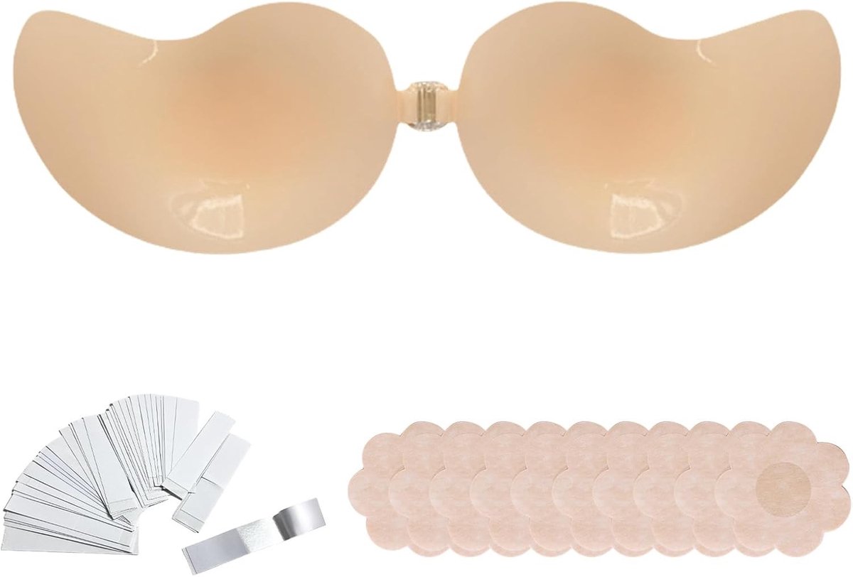 Herbruikbare Plakbh voor Vrouwen, Onzichtbare Rugloze Bh, Zelfklevende Strapless Bh, Verstevigende Push-Up Bh voor Extra Comfort en Ondersteuning