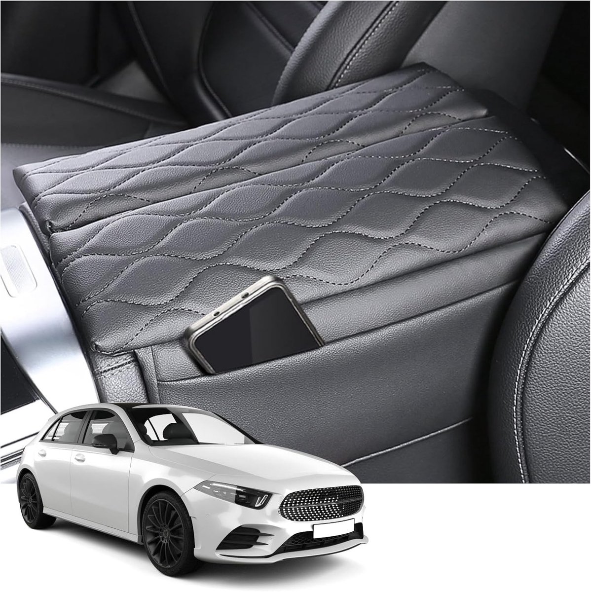 Armsteunhoes voor Mercedes A-Class W177, V177 en B-Class W247, Leer, Beschermend, Accessoires voor Middenconsole, 2019+