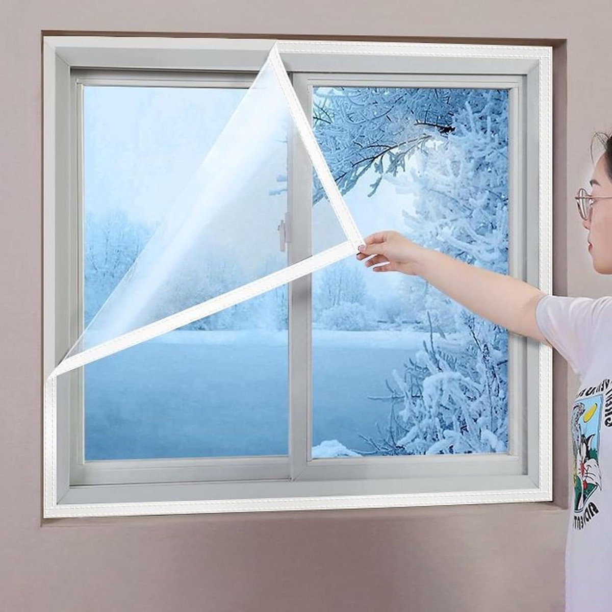 Raam isolatiefolie - Thermostaat folie - Warmte binnenhouden - Zelfklevend en transparant 