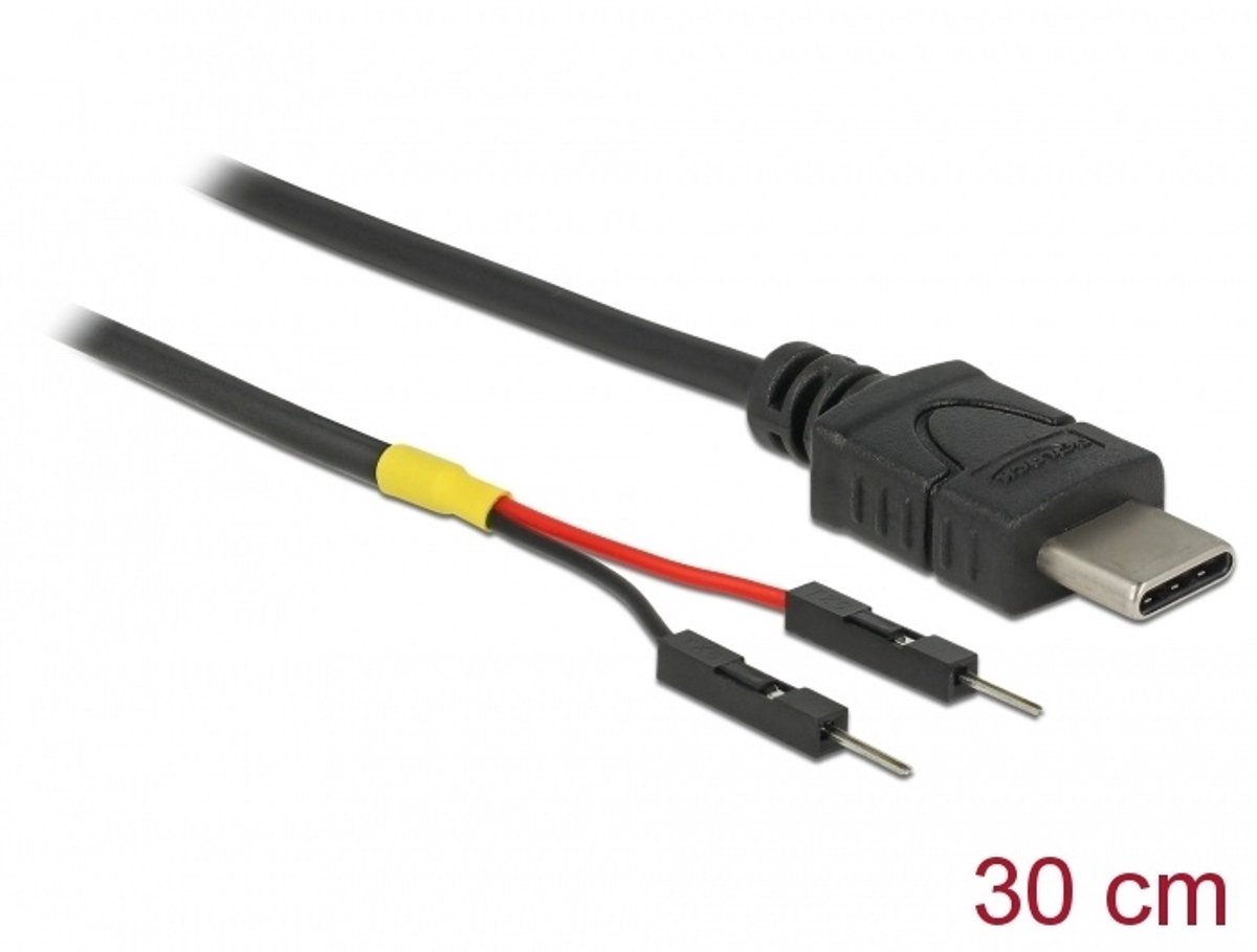 Image of Delock USB Power Cable Type-C to 2 x pin header male separate power 30 cm