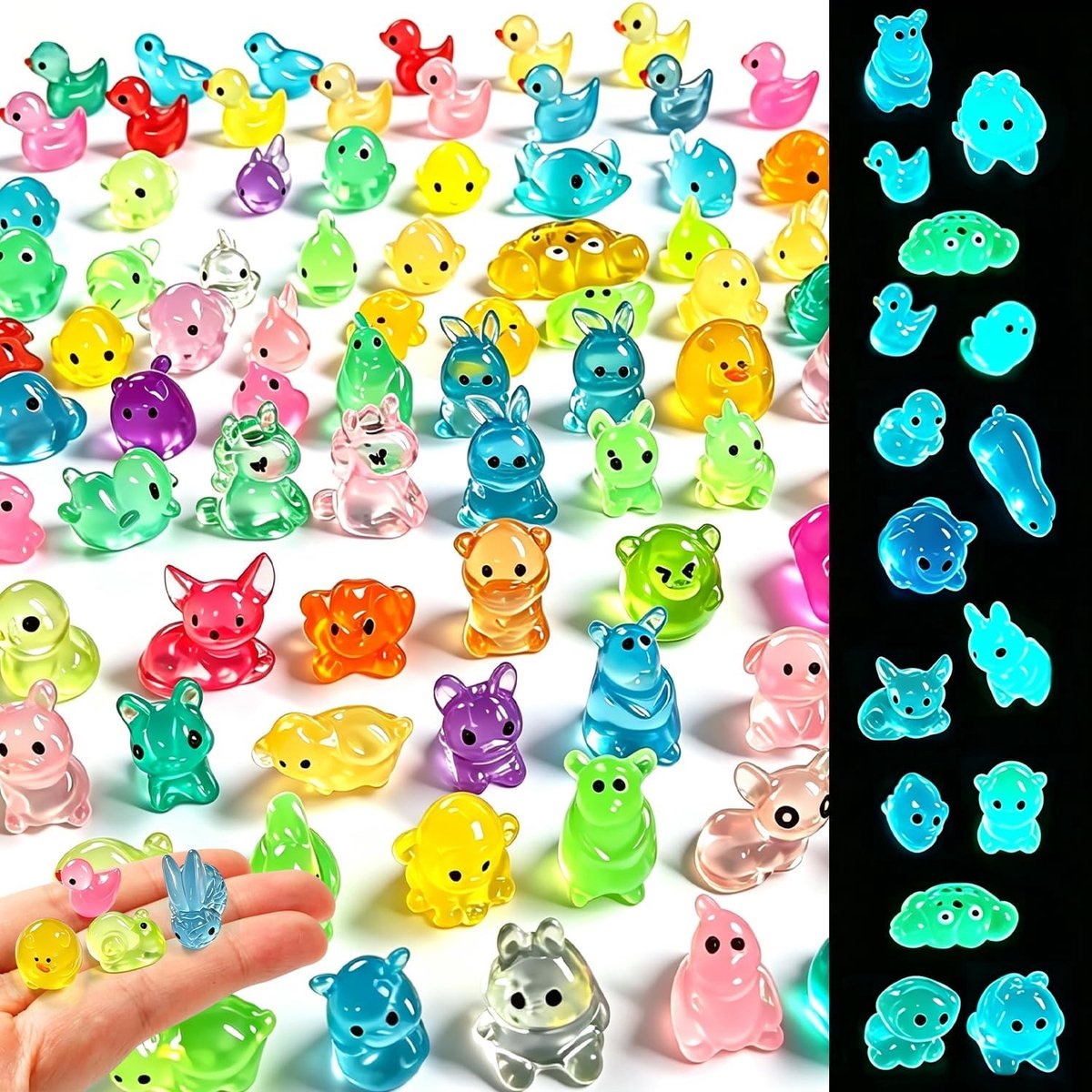 130 Delige Lichtgevende Dierenfiguren van Hars voor Aquaria, Terrarium en Landschapsdecoratie, Perfect voor DIY Knutselprojecten en Creatief Gebruik