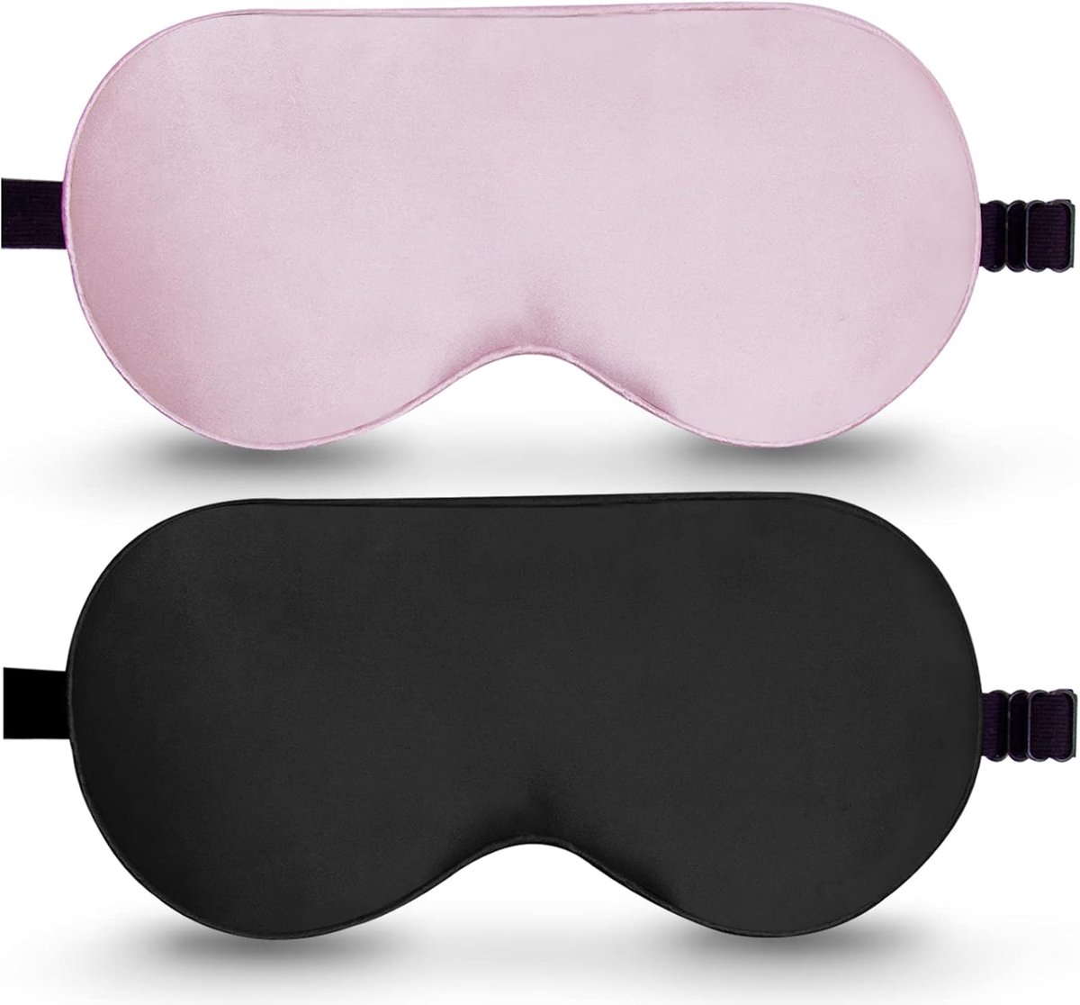 Set van 2 slaapmaskers - Oogmaskers - Met verstelbare bandjes - Verduisterende oogmaskers - Blokkeert licht - Ademend ontwerp - Vermindert oogvermoeidheid - Reisgeschenk - Unisex - Roze/Zwart - 20,5*9,5 cm