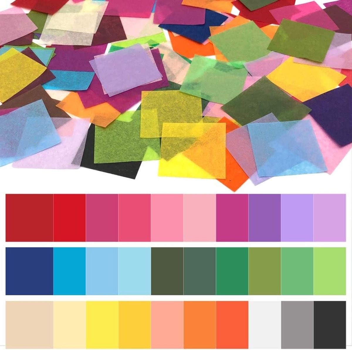 3000 Stuks Vierkante Tissuepapier in Regenboogkleuren - Ideaal voor Kunst, Ambachten en Doe-Het-Zelf Projecten, Scrunch Art en Klaslokaal Activiteiten