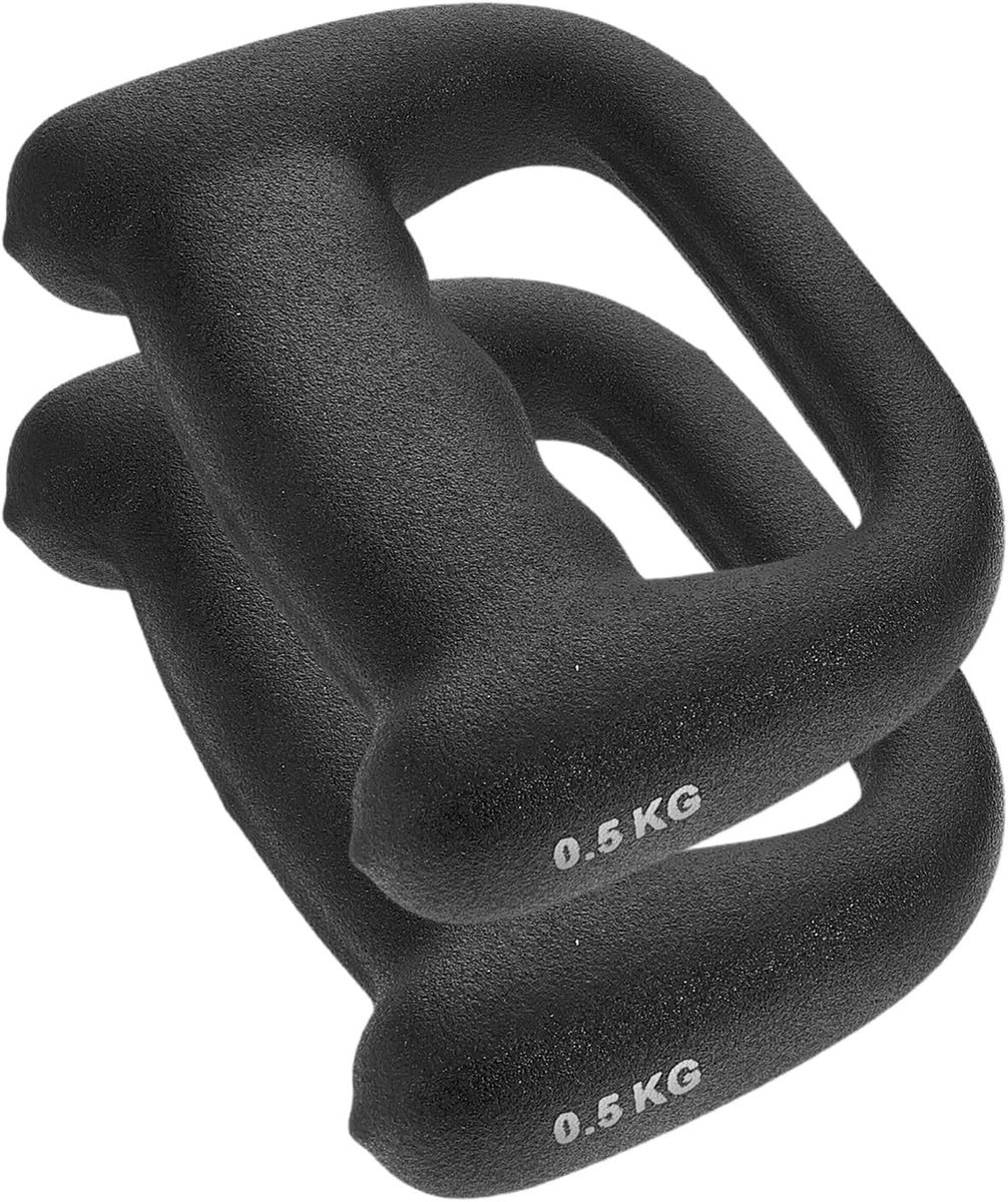 2 stuks zwarte D-vormige bokshalters 0,5 kg handgewichten voor krachttraining, fitness en aerobics, ideaal voor mannen en vrouwen