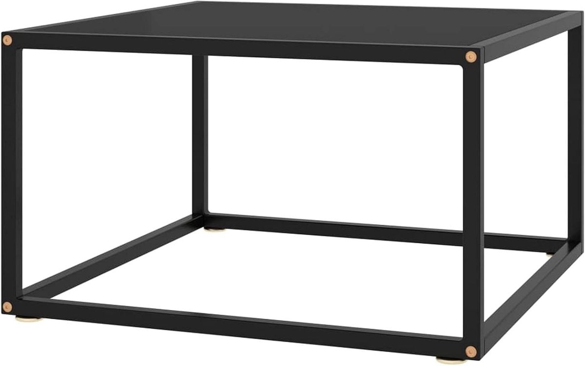 Salontafel Glas - Bijzettafel Koffietafel - Woonkamer Decoratie - Gehard Glas Staal - 60 x 60 x 35 cm - Zwart