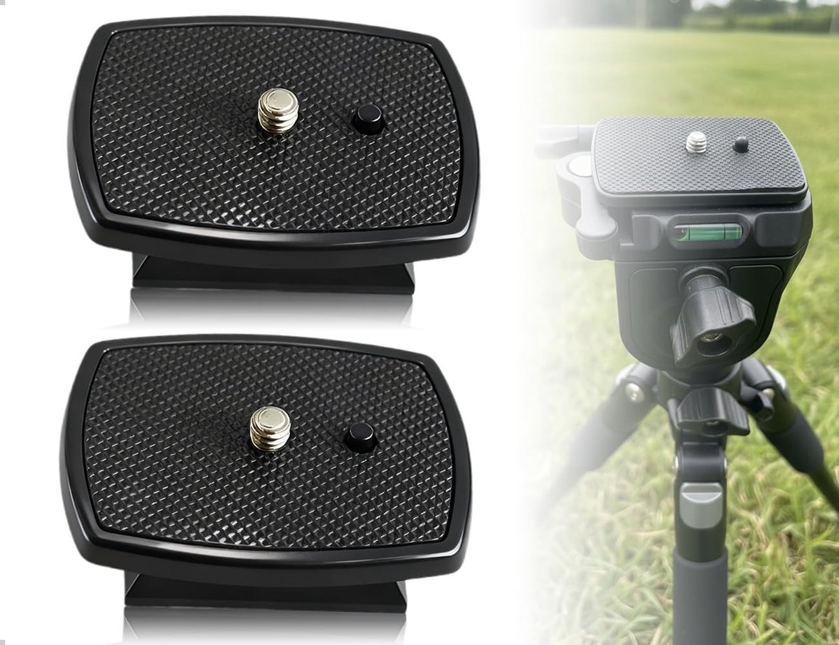 Snelbevestigingsplaten voor camera's, universele ABS-plaat met 1/4 inch schroeven, ideaal voor statieven en accessoires, 2 stuks (zwart)