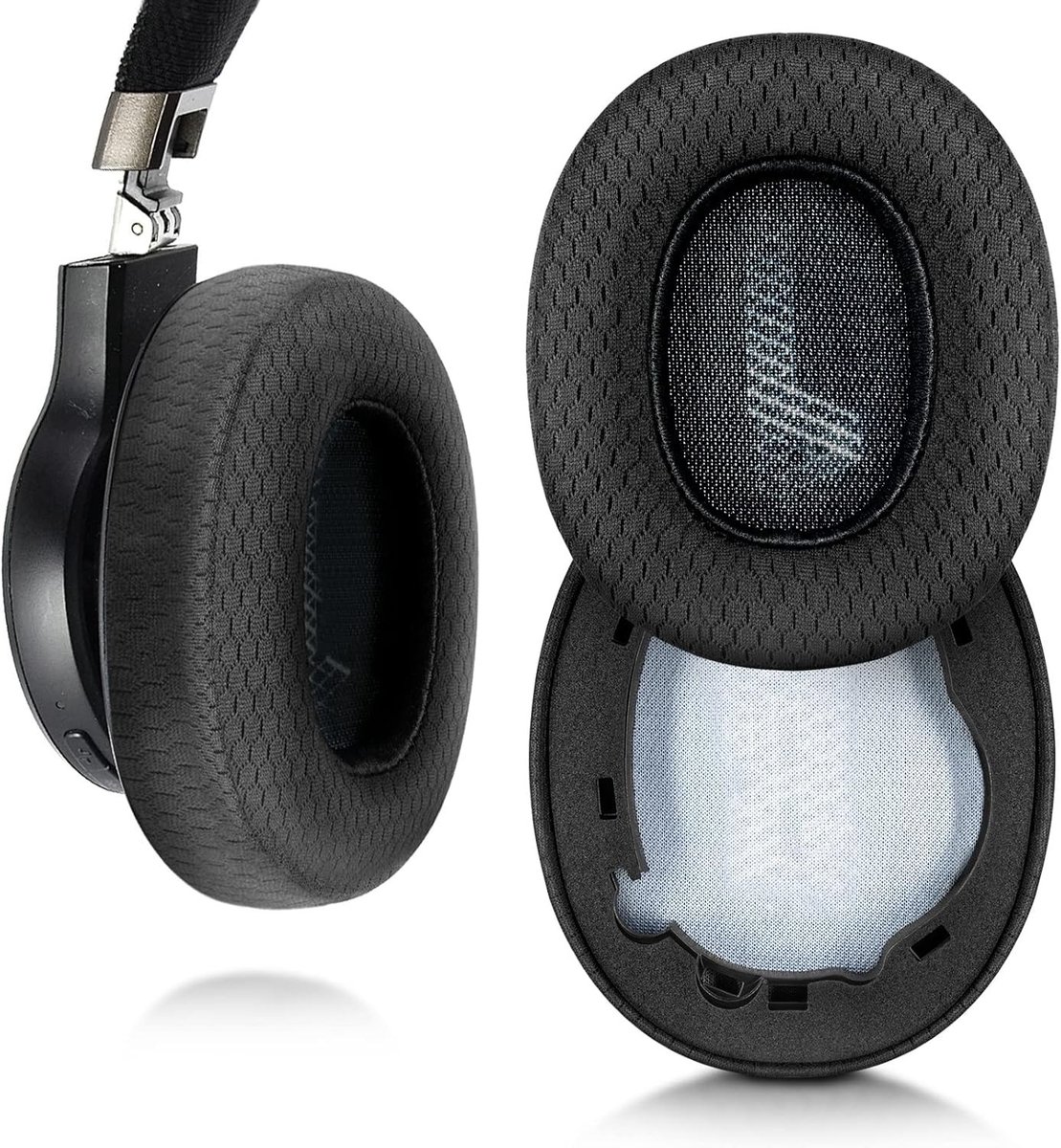 Vervangende Oorkussens voor JBL E65 E65BTNC, Duet NC, LIVE650 BTNC en LIVE660 BTNC Hoofdtelefoon (Zwart/Breathable Mesh) - Comfort, Geluidisolatie en Duurzaamheid