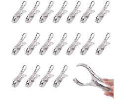 20 stuks - Handdoekclip voor op het strand - Winddichte dekenclip - Voorzien van een stevige, duurzame en roestbestendige veer - Grote kledingclip van roestvrij staal - Houdt handdoeken, kleding en dekens droog aan waslijnen en rekken (zilver)