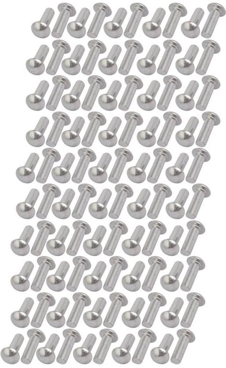 100 stuks M4 x 12 mm aluminium halfronde kop massieve klinknagelbevestiging zilverkleurig