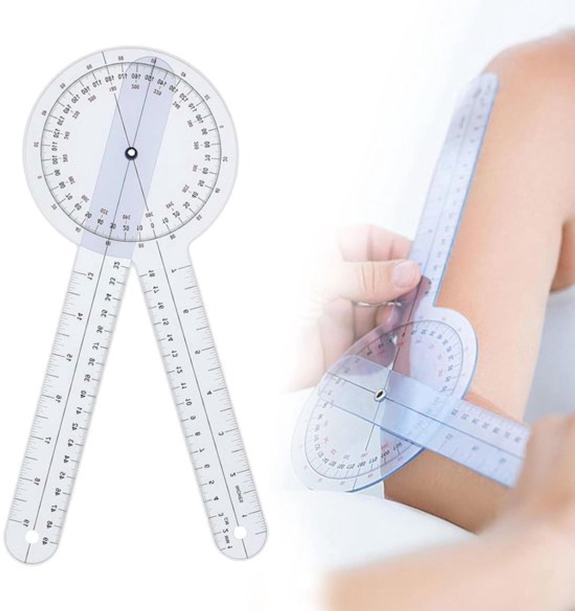 Transparante goniometer - 360° hoekmeter - 1 stuk - kunststof