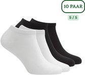 Hipperboo® 10 Paar Bamboe Sneakersokken - Maat 43-46 - Zwart en Wit - Heren Sokken - Enkelsokken Heren - Korte sokken - Naadloos