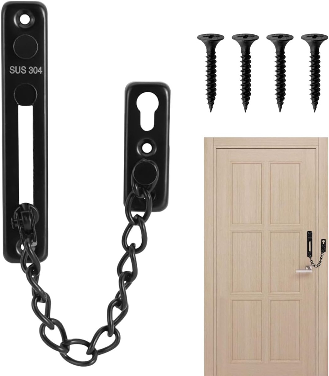SnelShoppen - 304 RVS Anti-Diefstal Ketting voor Deur, Veiligheidsslot, Ketenlock, Corrosiebestendig, Voor Hotel, Thuis en Kamers