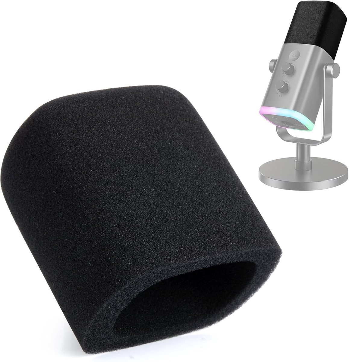 SnelShoppen - AM8 Pop Filter Microfoon Schuim - Windscherm voor AM8 XLR/USB Gaming Microfoon - Blokkeert Plosieve Geluiden - Zwart