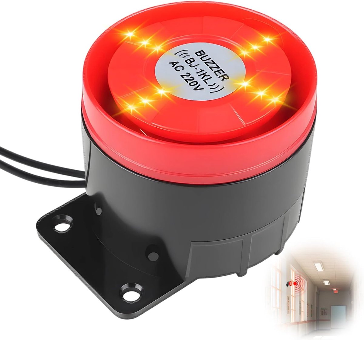 SnelShoppen - Outdoor Alarm Siren 220V 120dB - Hoogwaardig Beveiligingssysteem met Geluid en Licht, Ideaal voor Thuisbeveiliging, Rood, Duurzaam en Be