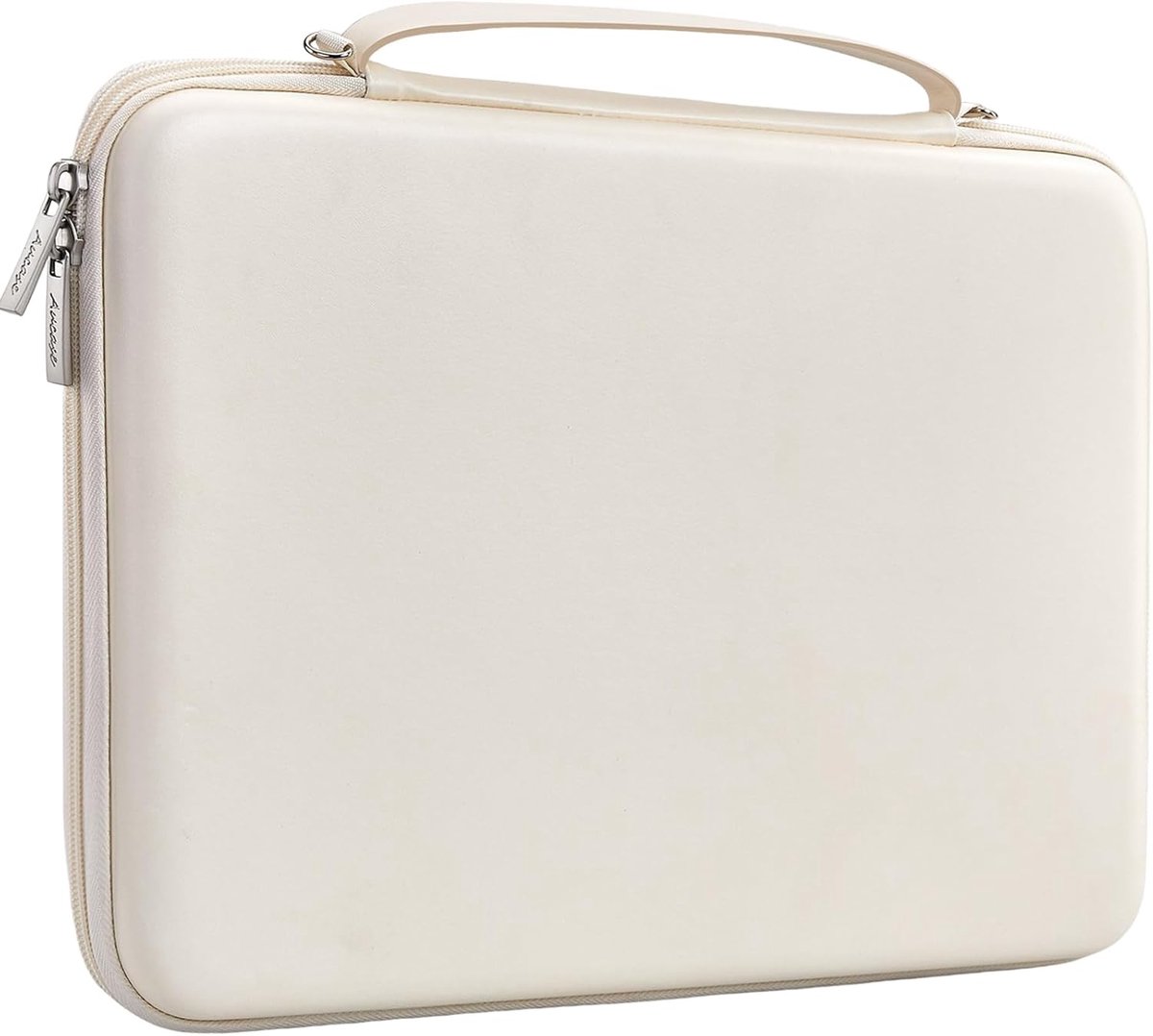 Thijox - Zachte PU Laptophoes 15-16 Inch, Schokbestendige Waterdichte EVA Beschermingshoes met Handvat, Ideaal voor School, Werk en Reizen - Wit