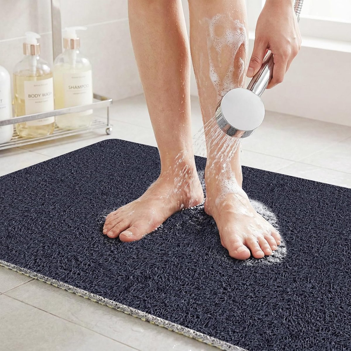 SnelShoppen - Non-slip Loofah Douchemattenset 40x60cm - Zachte PVC Antislip Badkamermat - Sneldrogend en Schimmelbestendig - Ideaal voor Douche en Bad