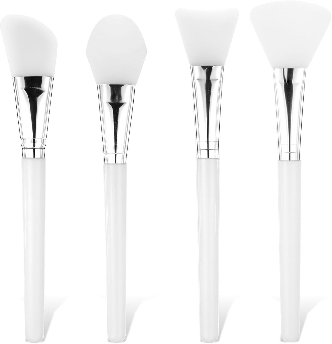 Thijox - 4 Stuks Siliconen Gezichtsmaskerkwasten - Make-up Applicators voor Huidverzorging - Mengkwasten voor DIY Oogmaskers - Wit - Beauty Tool voor