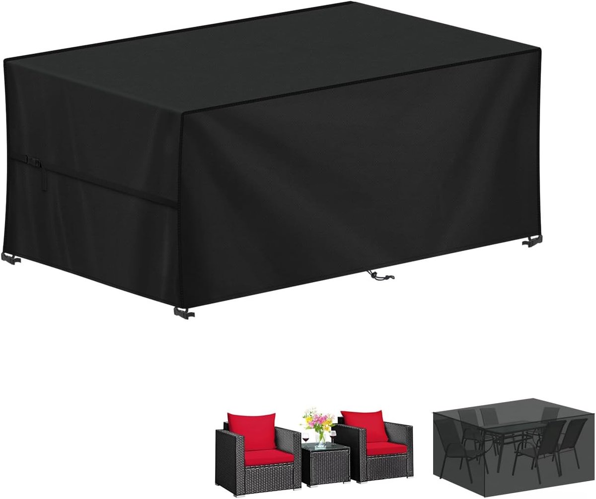 SnelShoppen - Garden Furniture Cover 420D Oxford, Waterdichte Tuinmeubelhoes, Rectangulaire Bescherming voor Tuinset, Rattan Tafel Cover 150x90x75cm,