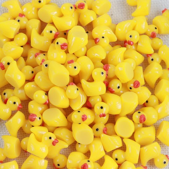 100 mini canards jaunes décoratifs, petits poussins en caoutchouc pour bijoux DIY, décoration de terrarium, accessoires de bricolage, décoration de fête et utilisation de loisirs pour enfants et adultes - Mini canards