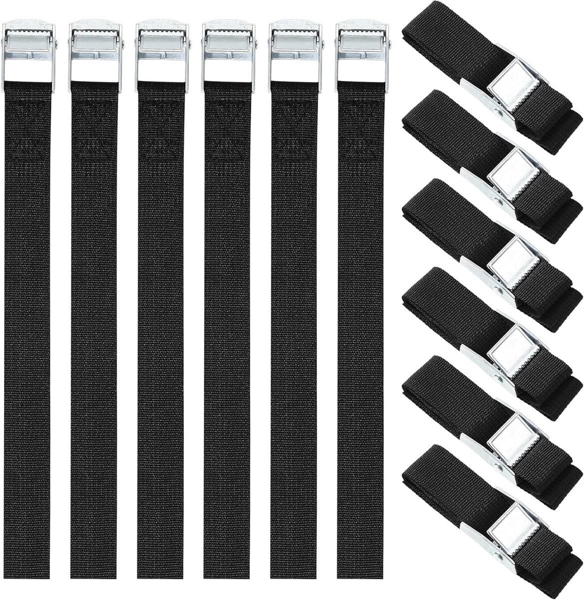 SnelShoppen - Lashing straps 25 mm x 0.5 m met klemsluiting voor fietsen, zwart, volgens DIN EN 12195-2, stevige en betrouwbare spanbanden voor vervoe