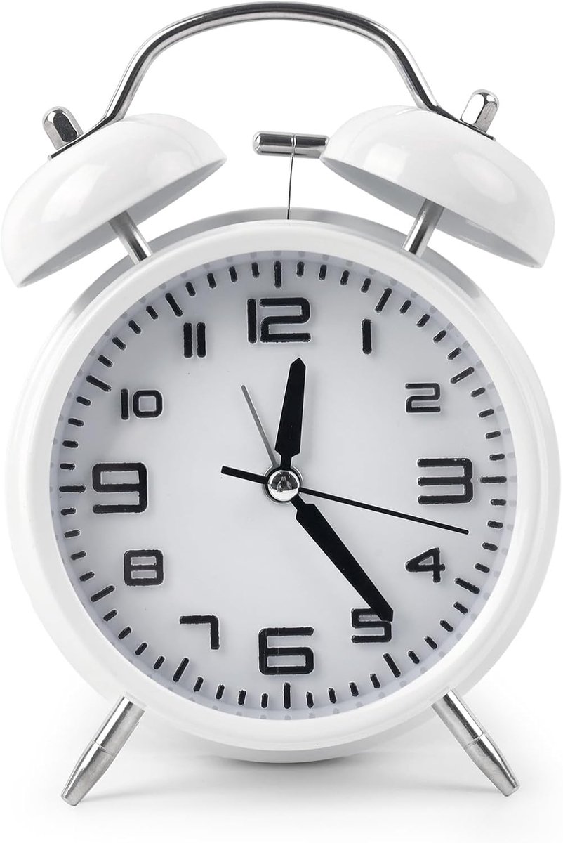 SnelShoppen - Retro Dubbele Alarmklok met Nachtlamp, 5 Inch Grote Wijzerplaat, Batterij-Aangedreven, Geen Tikkend Geluid, Luide Alarmklok voor Zware S