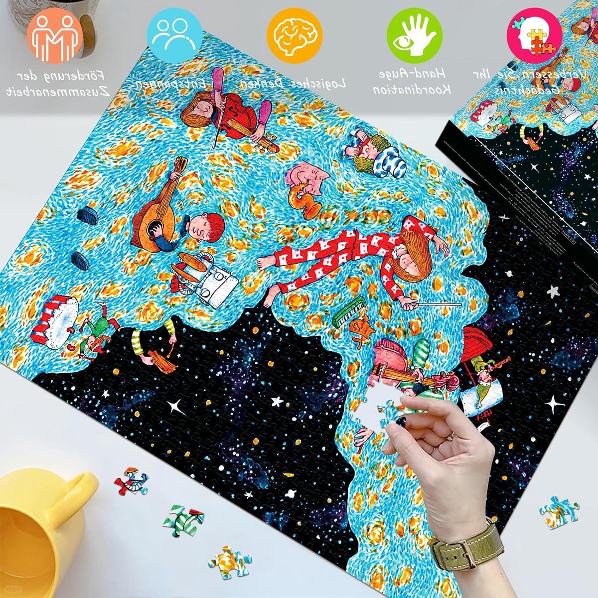 Puzzel 1000 stukjes voor volwassenen met dromerige sterrenband | Matte oliedruk, oogvriendelijk en stofvrij voor urenlang puzzelplezier
