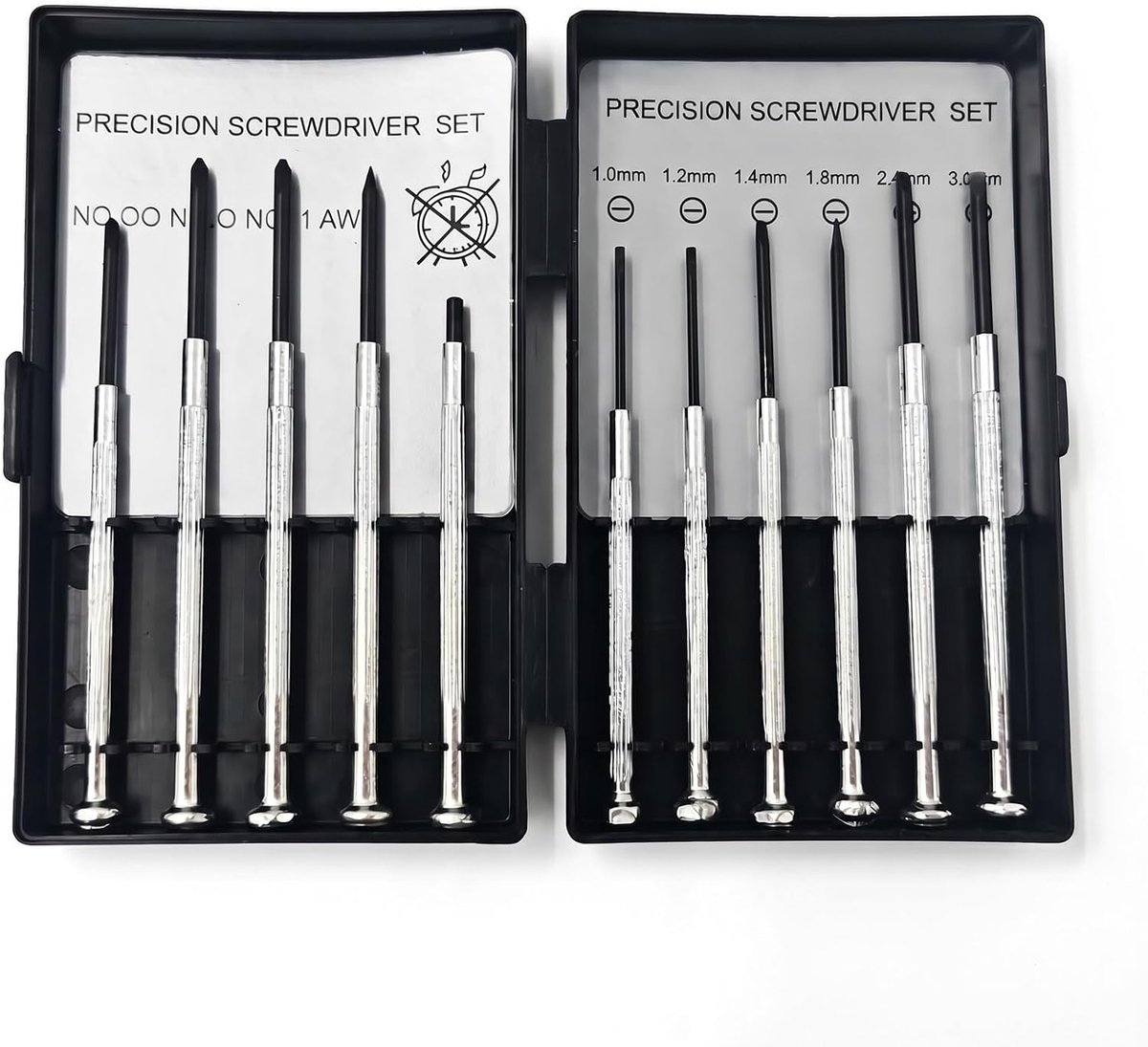 SnelShoppen - 11-delige mini-schroevendraaierset, brilschroevendraaierset 11-in-1, horlogemakersgereedschap, reparatieset met magnetische punt, gelege