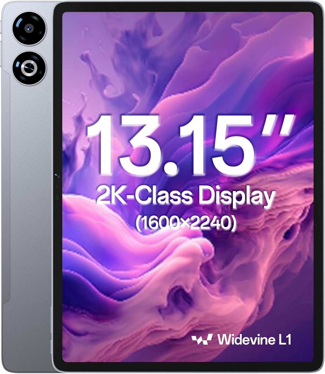SnelShoppen - 13 inch Tablet Android 16, 4G LTE met SIM Slot, 8 GB RAM, 128 GB Geheugen, 2K Display 2240x1600, 90Hz, 11000 mAh, Widevine L1