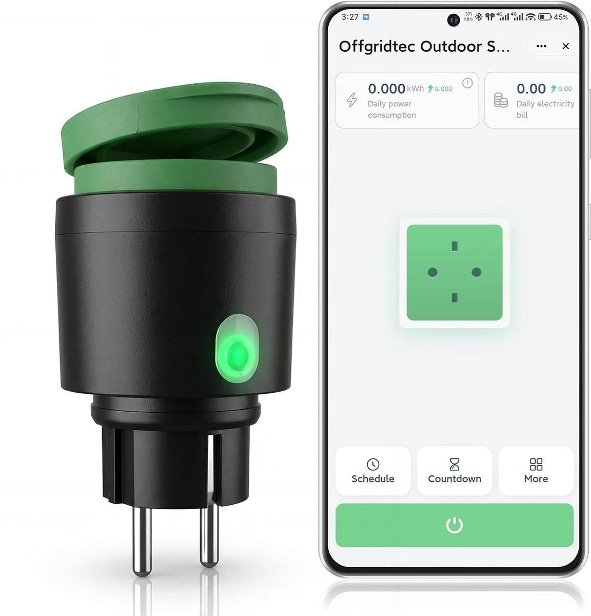 SnelShoppen - Smart WiFi Buitenstopcontact met Stembediening en Timer, IP44 Waterdicht, Geschikt voor Tuin, Patio, Balkon, 1 Stuk