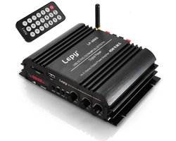 SnelShoppen - LP-269S Bluetooth Versterker 2-Kanaals HiFi Stereo 45W Multimedia Speler voor Auto en Motor - Zwart