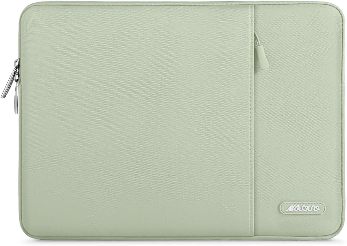 SnelShoppen - Laptop Sleeve 13 Inch - Polyester Vertical Sleeve met Zak - Slim en Lichtgewicht - Sage Green voor Bescherming en Stijl