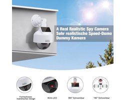 SnelShoppen - Dummy Solar Camera Speed Dome met Lens - Neppcamera voor Video Surveillance - Fake Beveiligingscamera voor Binnen en Buiten - Eenvoudige