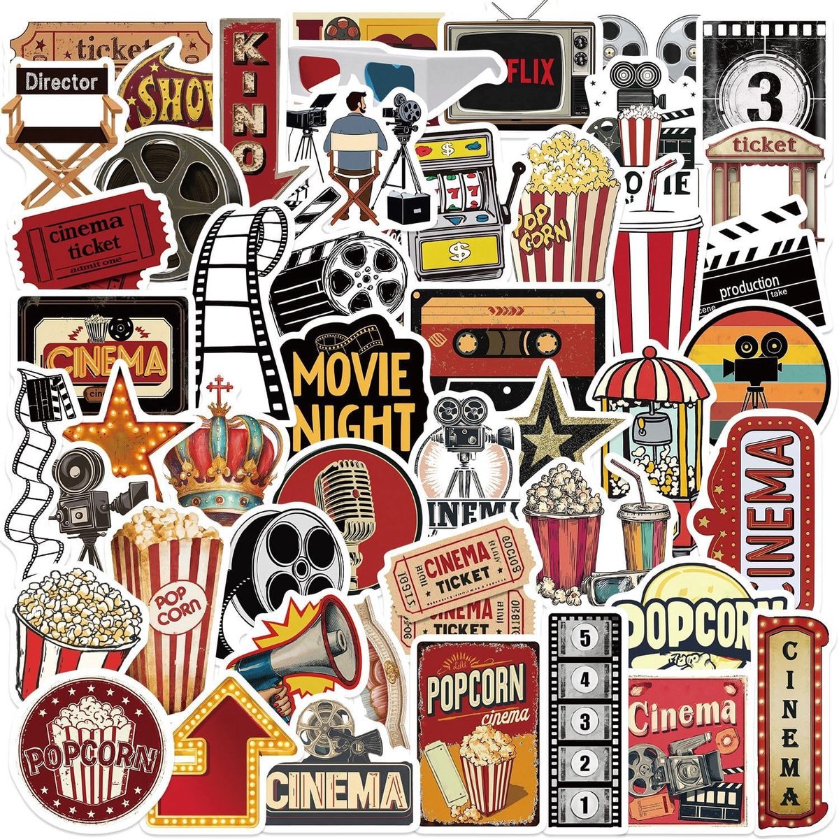 SnelShoppen - FilParty Stickers voor Tieners en Volwassenen, 50 Stuks, Vinyl Sticker Set voor Auto, Motor, Fiets, Skateboard, Koffer, Laptop, Helmet,