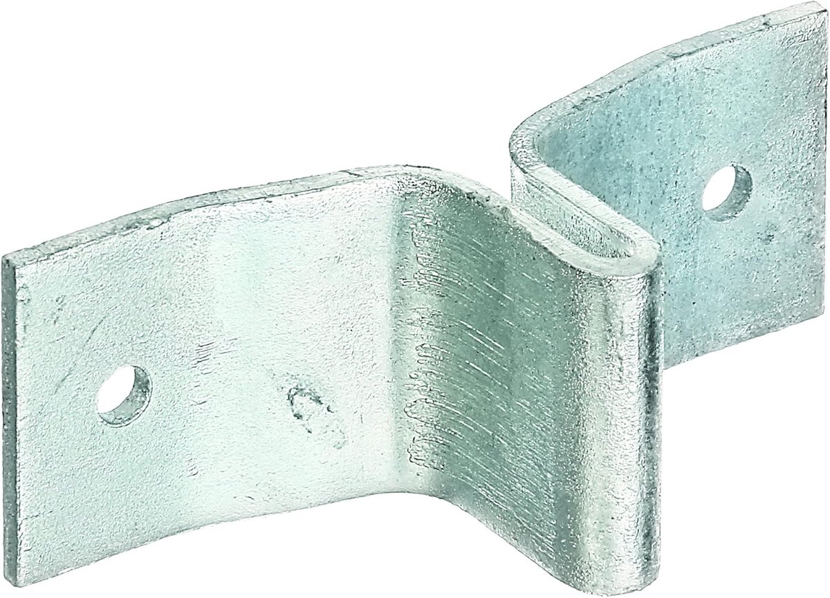 SnelShoppen - T-profiel hekpaal beugel - Hot dip verzinkt - 148x40mm - Stalen bevestigingsmateriaal voor tuin, schutting, en hekwerk - 2 gaten Ø9mm -