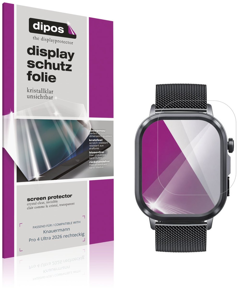dipos – 6x Beschermfolie geschikt voor Knauermann Pro 4 Ultra 2026 rechteckig | Krasbestendige & heldere Screenprotector Ultra-Thin