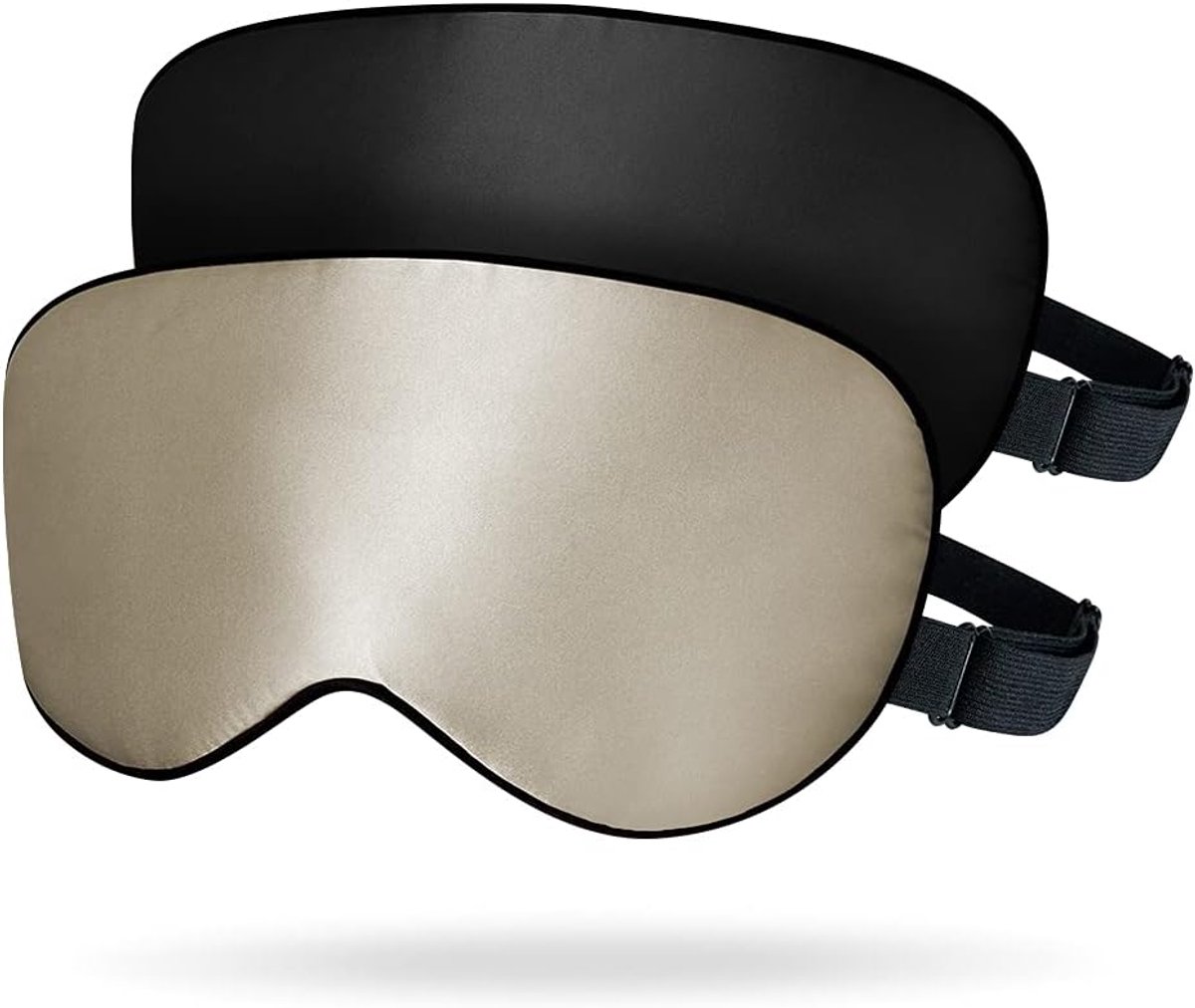 Thijox - Verstelbaar Slaapmasker - 100% Moerbeizijde Oogmasker voor Dames en Heren - Lichtgewicht en Comfortabel - 2 Stuks in Zwart en Taupe - Ideaal