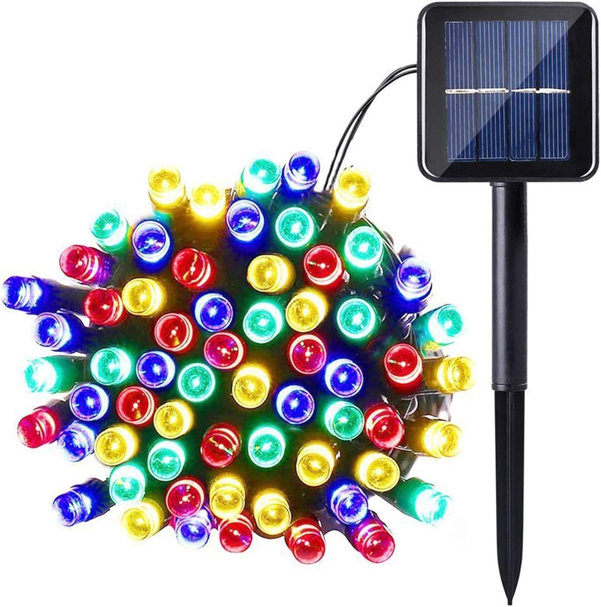 SnelShoppen - Solar Fairy Lights Buiten 7M 50 LED Kleurrijk Waterdicht Dimbaar 8 Modi Tuinverlichting voor Balkon, Boom, Bruiloft, Kerst, Feestdecorat