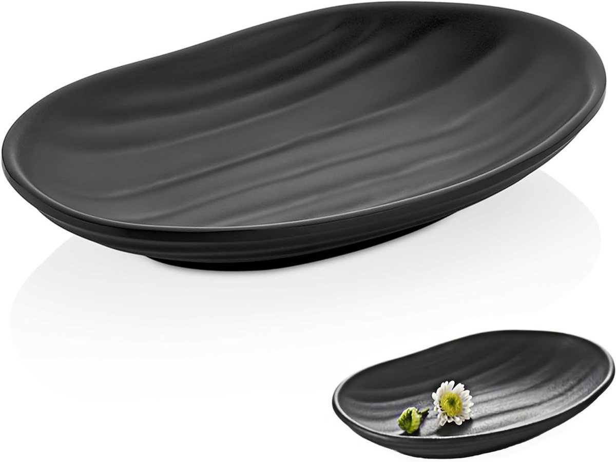 Sieradenorganiser en Sleutelhanger, Decoratieve Opbergtray voor Sieraden, Sleutels en Munten, Zwart Ovalen Design
