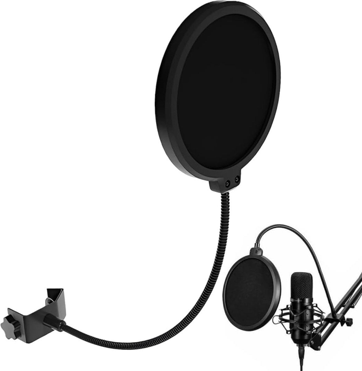 SnelShoppen - Professioneel Popfilter 1-laags voor Microfoons, Dubbellaags Geluidsfilter, Compatibel met Veelzijdige Microfoons, Perfect voor Opnames