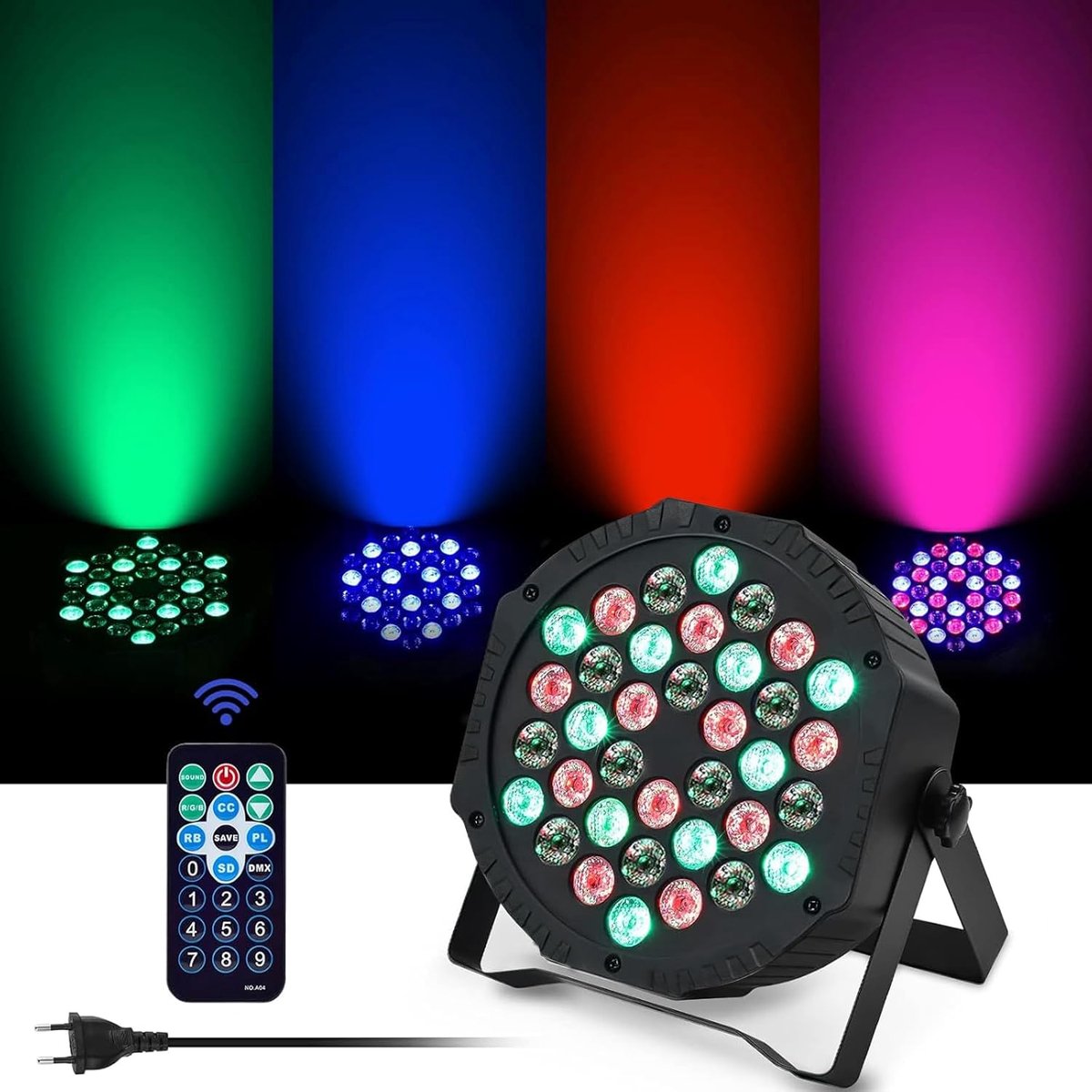 SnelShoppen - LED Par Spotlight 36 LED 72W Disco Light RGB DMX512 met Afstandsbediening - Feestverlichting voor Party, Bar, Stage, Festival, Show - 7